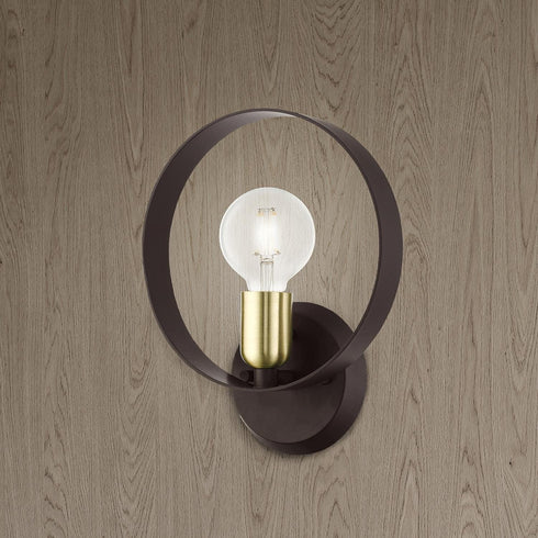 1 9 11 Livex Lighting Light ADA Wall Sconce Bronze Finish with Satin Brass Finish Accents, x