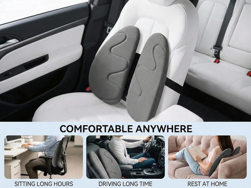 StowNest Ergonomic Lumbar Support for Office Chair, Double-Wing Design Back Support for Computer Chair, Adjustable