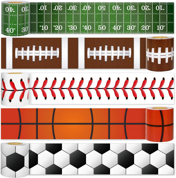 Whaline 164ft Sport Theme Bulletin Board Borders - Football Basketball Baseball Die-Cut Trim for Classroom