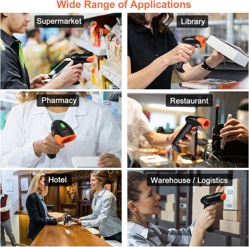 KUIIYER 2D 1D 800 600 CMOS Wireless Barcode Scanner, QR Bar Code Scanners Handheld Barcode Reader with Updated X Pixel