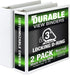 Samsill Durable 3 Inch Binder, Made in the USA, D Ring Binder, Customizable Clear View Binder, White, 2 Pack, Holds 625