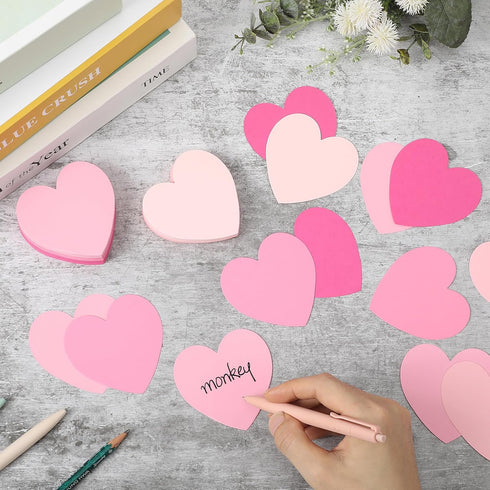 MSHUNKEJI 300 3x3 Pcs Index Card Heart Shaped Note Cards Blank Index Cards Pink Note Cards Colors Study Cards Blank