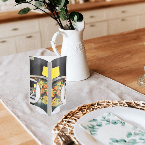 A5 SEWACC Rotatable Desktop Menu Holder White Triangular Three-sided Table Sign Stand with Base for Restaurant Tabletop