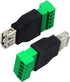 CGTime USB 2.0 A Screw Terminal Block Connector, Female Plug to 5 Pin/Way Female Bolt Screw Shield (2Pack)