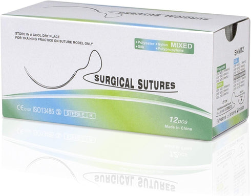 Vision Scientific VSPM112 4” X 4” Suture Pad with 11 Pre-Cut Wounds, 24 PK Surgical Suture Threads