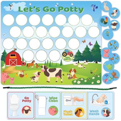 Bright Seed Reusable Magnetic Animals Potty Chart, Potty Training for Boys, Potty