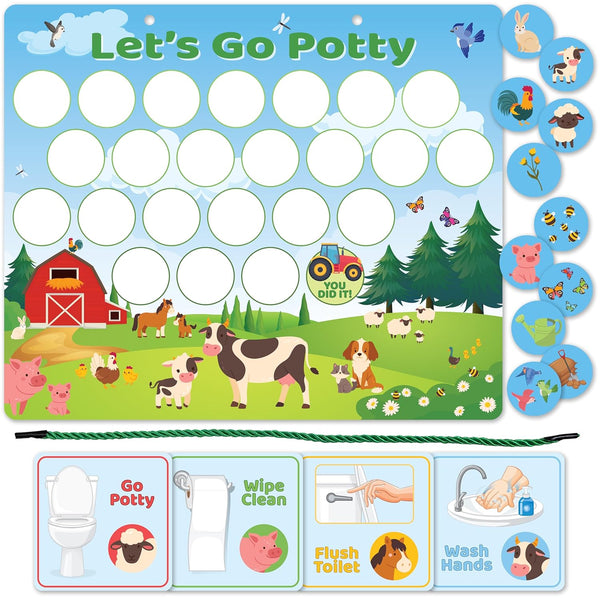 Bright Seed Reusable Magnetic Animals Potty Chart, Potty Training for Boys, Potty