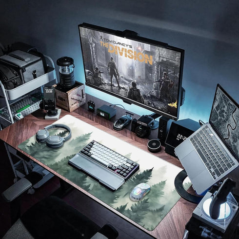 Extended Large Gaming Mouse Pad, Misty Forest XXL Desk Mat for Desktop, Non-Slip Rubber Base, 35.4"X15.7"
