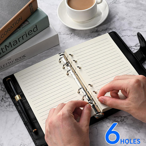 Tofun A6 6-Ring 7mm 80 160 Refillable Paper for Binders, Planner, Traveller Journal, Notebook, Dairy - Ruled Filler