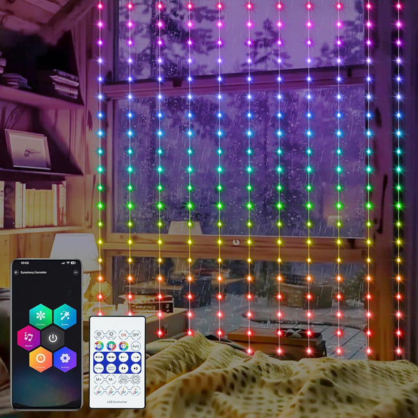 echosari Smart Curtain Lights 6.6 x 9.8Ft 16 Million Colors Changing 300