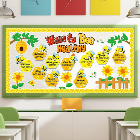 Spring Bee Classroom Decoration, Ways to Bee Healthy Bulletin Board, Healthy Paper Cutouts for School Wall Decor