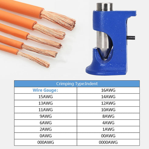 CNSPEED Hammer Hammer 16 4/0 Lug Crimper Tool, Solid Crimper for Battery and Welding Cables AWG TO Wire Gauge (Blue)