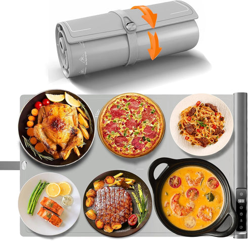 BROBIG 248,Electric 8-Level Food Warming Mat | Max Temp Warming Tray with Timer and Adjustable,Fast Full-Surface