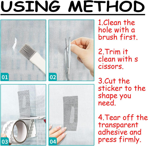 6.56ft + 20 pcs Windows Screen Repair Tape Patches, VEINARDYL Self-Adhesive Stickers for Repairing Holes
