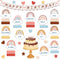 Marspark 65 Pieces Rainbow Birthday Bulletin Board Set for Classroom Decor, Birthday Chart Cutouts Decoration