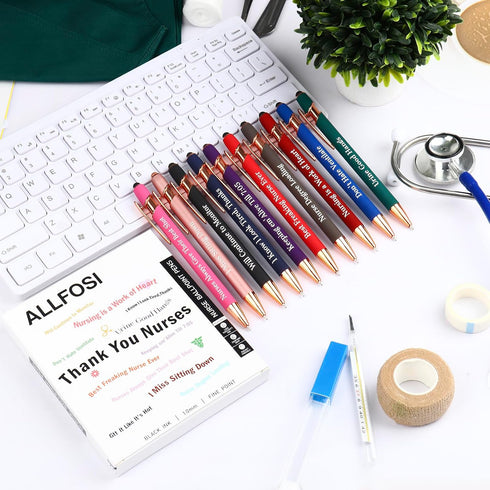 Nurse Pens for Work, Funny Black Ink Ballpoint Pens, Gift for Coworker, Doctor, Nurses, Nursing Students (Style 1)