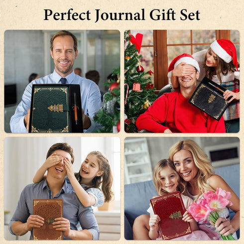A5 260 8.6 5.8 WEMATE Locked Journal with Pen & Gift Box, Pages, Refillable, Hardcover Leather Password Notebook