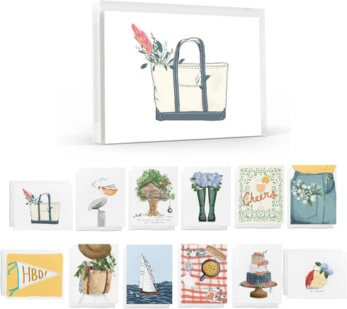 Salty Home Preppy Summer Days Greeting Cards (Set of 12 assorted designs)
