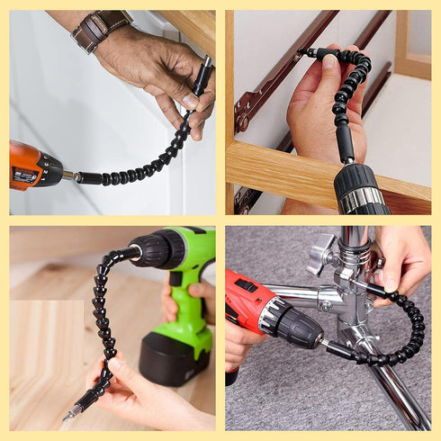 90 Degree Right Angle Driver, 11.6 Inch Bendable & Flexible Screwdriver Extension Soft Shaft and 10pcs Screwdriver Bit