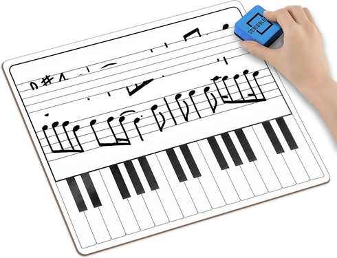 Scribbledo 5 Pack 11 x 14 Inch Piano Board Dry Erase White Boards, Double Sided Music Staff for Kids