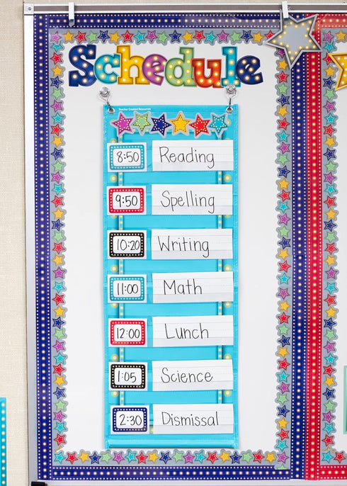 Teacher Created Resources Light Blue Marquee Pocket Chart - 14 Pocket (13" x 34"), Model: 20773