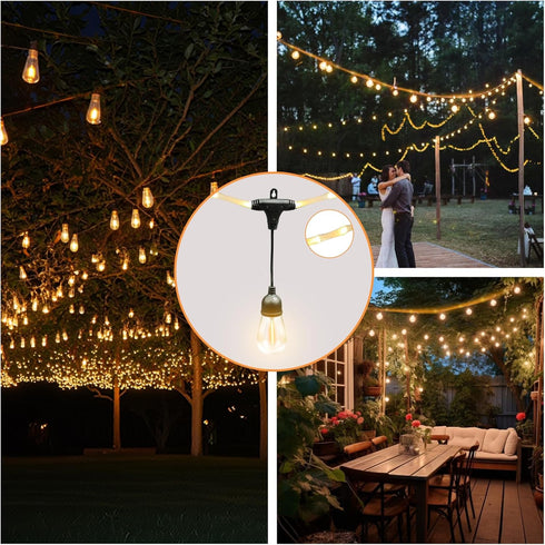 28.2FT, 12 Bulbs Dimmable 2700K, LED Outdoor Edison String Lights Waterproof with Remote Shatterproof with Timer and IC