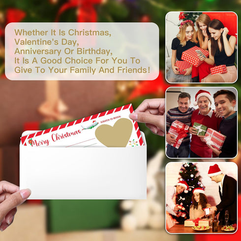A06 Christmas Boarding Pass Gifts Ticket, Merry Christmas Scratch-Off Card With Envelope, Surprise Reveal Card