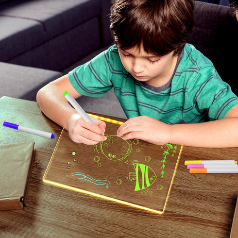 LED Note Board with Colors - Acrylic Light Up Dry Erase Board with Stand, Glow Memo Message Board with 7 Colors