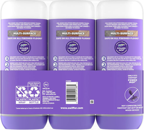 Pack Swiffer PowerMop Floor Cleaning Solution with Lavender Scent, Triple