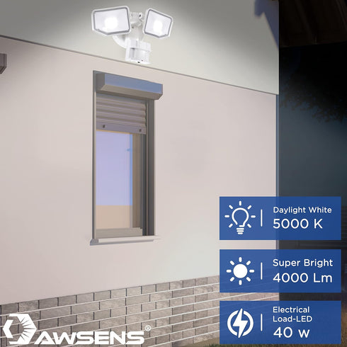 40W 180 4000 5000 2 LED Security Lights Motion Sensor Light Outdoor, Degree, LM, K, ETL Water Resistant, Clear Head