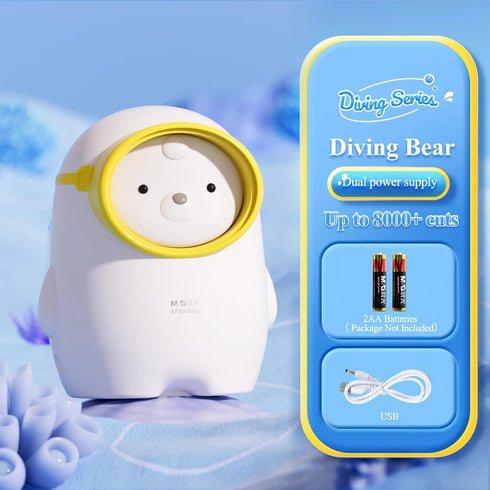 M&G Electric Pencil Sharpener, Portable Pencil Sharpener Battery/USB Dual Power Operated Sharpener for Pencils Kids Students Home Classroom School Office (Cute Bear) by M&G