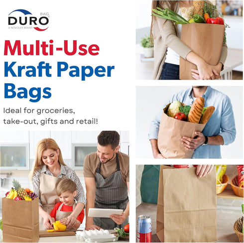 57# 12 7 17 Inches, 50-Count, 1/6 DURO Brown Paper Grocery Bags Heavy-Duty, x x Large Brown Paper Bags for Grocery