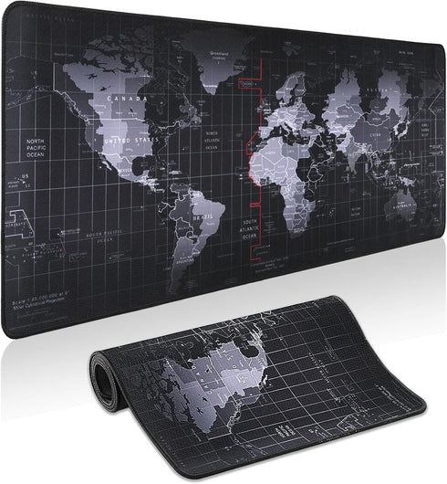 Yuhijoy Mouse Pad Gaming - Desk Mat for Keyboard and Mouse -Black World