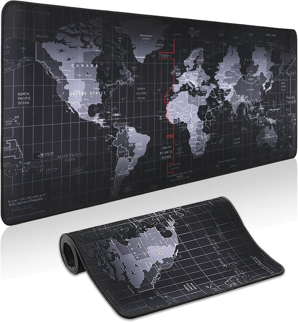 Yuhijoy Mouse Pad Gaming - Desk Mat for Keyboard and Mouse -Black World