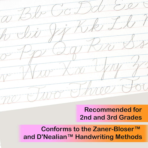 BAZIC 50 Sheet Cursive Writing Pad, 10.5" X 8", Handwriting Practice Workbook, Grades 2-3, 1-Pack