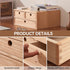 Kirigen Natural Wooden Desktop Organizer - Office Supplies Filing Tidy Storage Shelf with 3 Drawers (NA, 2-Layer & 3