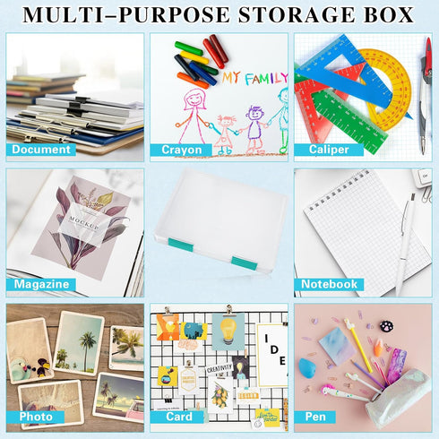 PerKoop 6 Pcs Clear A4 File Box - Document Plastic Storage Box Paper Case Board Game Storage Containers Magazine