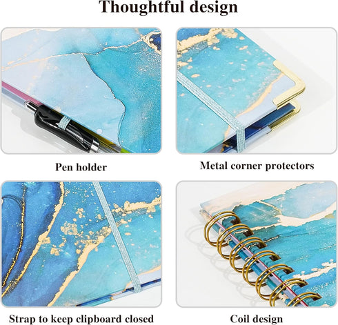 Clipboard with Storage and Refillable Notepad for Letter Size 8.5"x 11", Cute Clip Board with 5 Extra Folders and Tabs