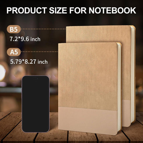 Lined Journal Notebook For Women Men,216 Pages A5 Leather Cover Aesthetic Journal Business Office College Diary Writing,100 GSM Thick Paper, 5.79"x8.27",Khaki by TSFPapier