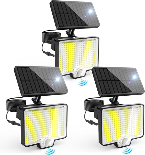 AUDERWIN 294 LED Solar Motion Sensor Outdoor Lights 7500K, 3900Lm Solar Flood