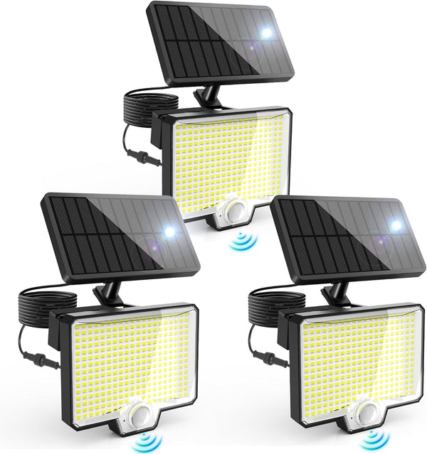 AUDERWIN 294 LED Solar Motion Sensor Outdoor Lights 7500K, 3900Lm Solar Flood
