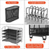 Mesh Desk Organizer - 3-IN-1 Desktop Organizer with 4 Tier Tray and 5 Upright Sections, Black File Organizer with Drawer