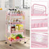 4-Tier 3 SYKIARIOL Metal Utility Cart, Mesh Wire Rolling Cart on Wheels, Storage Trolley with Easy Assembly, Organizer