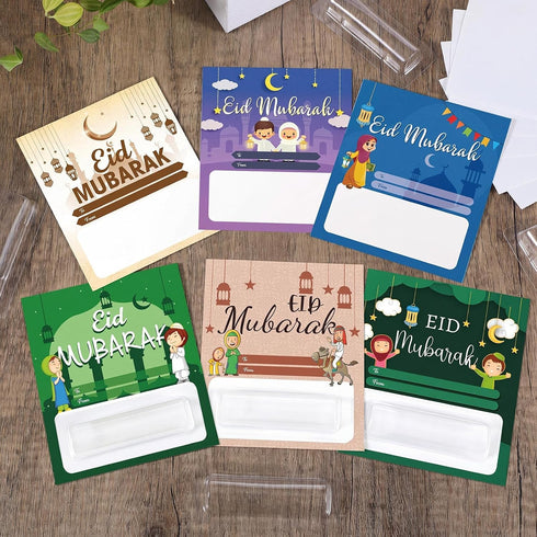 Trandraft 24 Sets 24 24 Eid Mubarak Money Holder Eid Kid Gifts Pcs Eid Mubarak Ramadan Greeting Card Pcs Plastic DIY