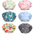 SATINIOR 6 Pieces Printed Bouffant Caps with Buttons, Elastic Turban Surgical Hats for Nursing and Working
