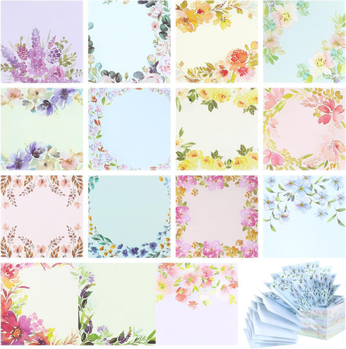 Clabby 15 Pads Pop up Sticky Notes, 3 x 3 Inch Floral Sticky Notes, Cute Sticky Pads for Student Teacher