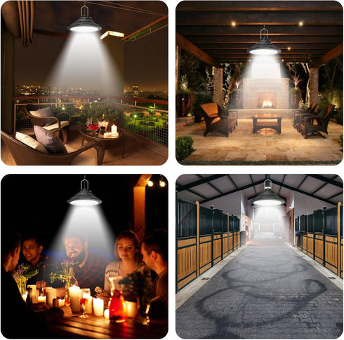 IP66 3 Dimmable Lixada Solar Powered Pendant Lamp Outdoor Waterproof Hanging Lights with Remote Controller Garage Light