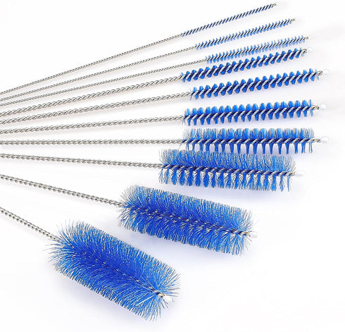 CiaraQ Bottle Cleaning Brushes, 8 Inch Nylon Tube Brush Set, Cleaner for Narrow Neck Bottles - Set of 10pcs