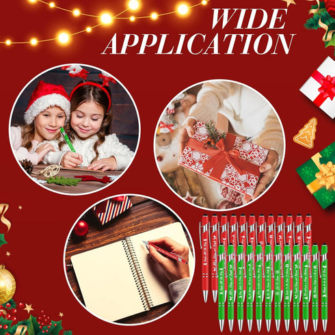 Yeaqee 24 Pcs Christmas Ballpoint Pens, Black Ink Stylus Tip, Novelty Funny Pens with Quotes for Coworkers