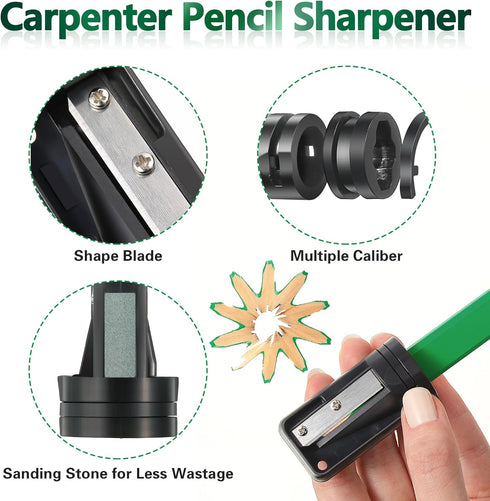 14 Pcs Carpenter Pencils, 7 Inches Flat Octagonal Heavy Duty Woodworking Pencils with Sharpener and Holder